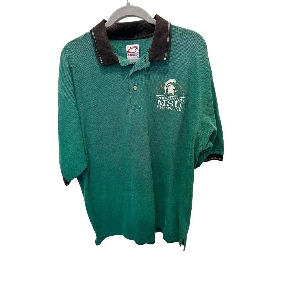 Vintage Cadre Athletic 2000 NCAA MSU Champions Men's Polo Shirt Size XXL